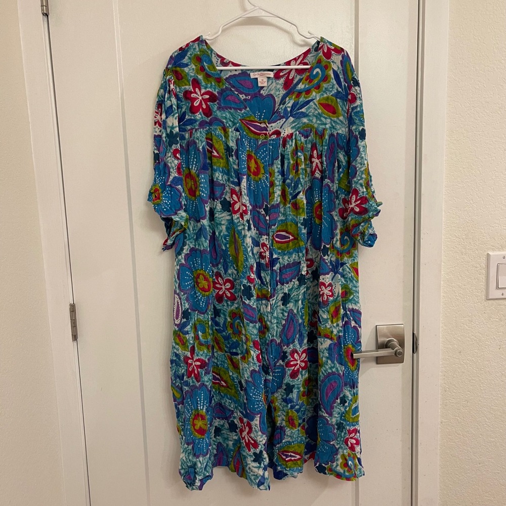 Go Softly Patio Moo Moo Nightgown‎ Cottagecore GrandmaCore 3X Coastal